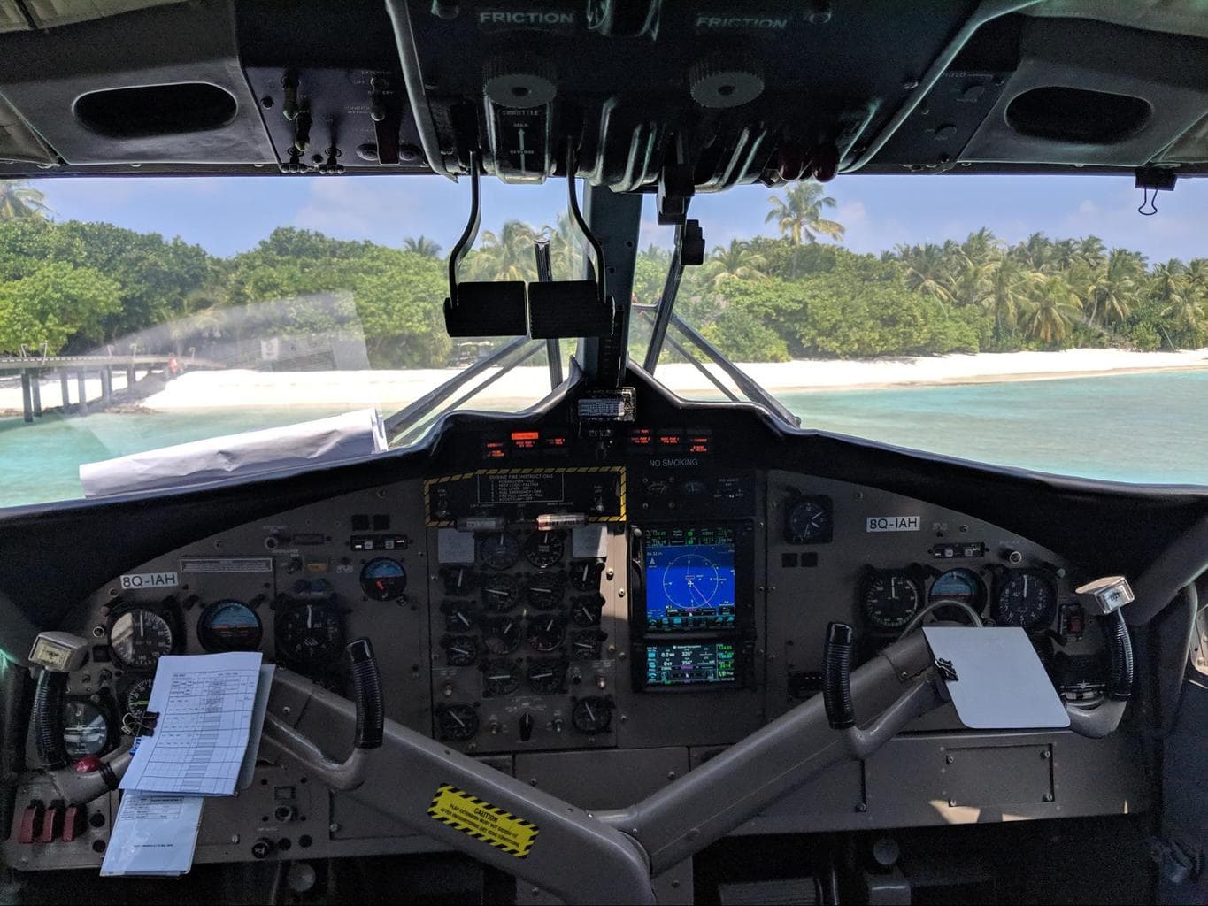 Inside the cockpit of a seaplane