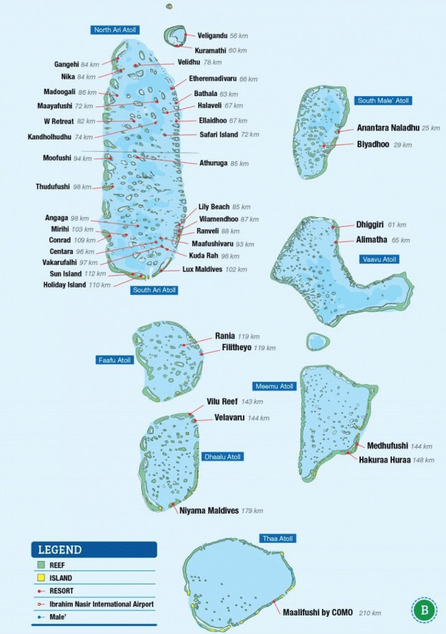 Picture 2 of Maldives resort map from the TMA in-flight magazine