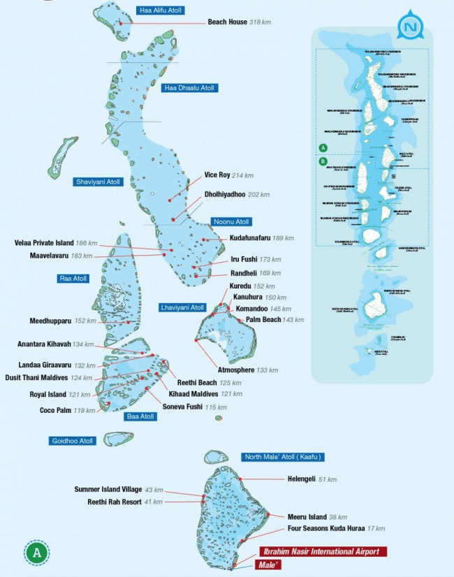 Picture of Maldives resort map from the TMA in-flight magazine 01