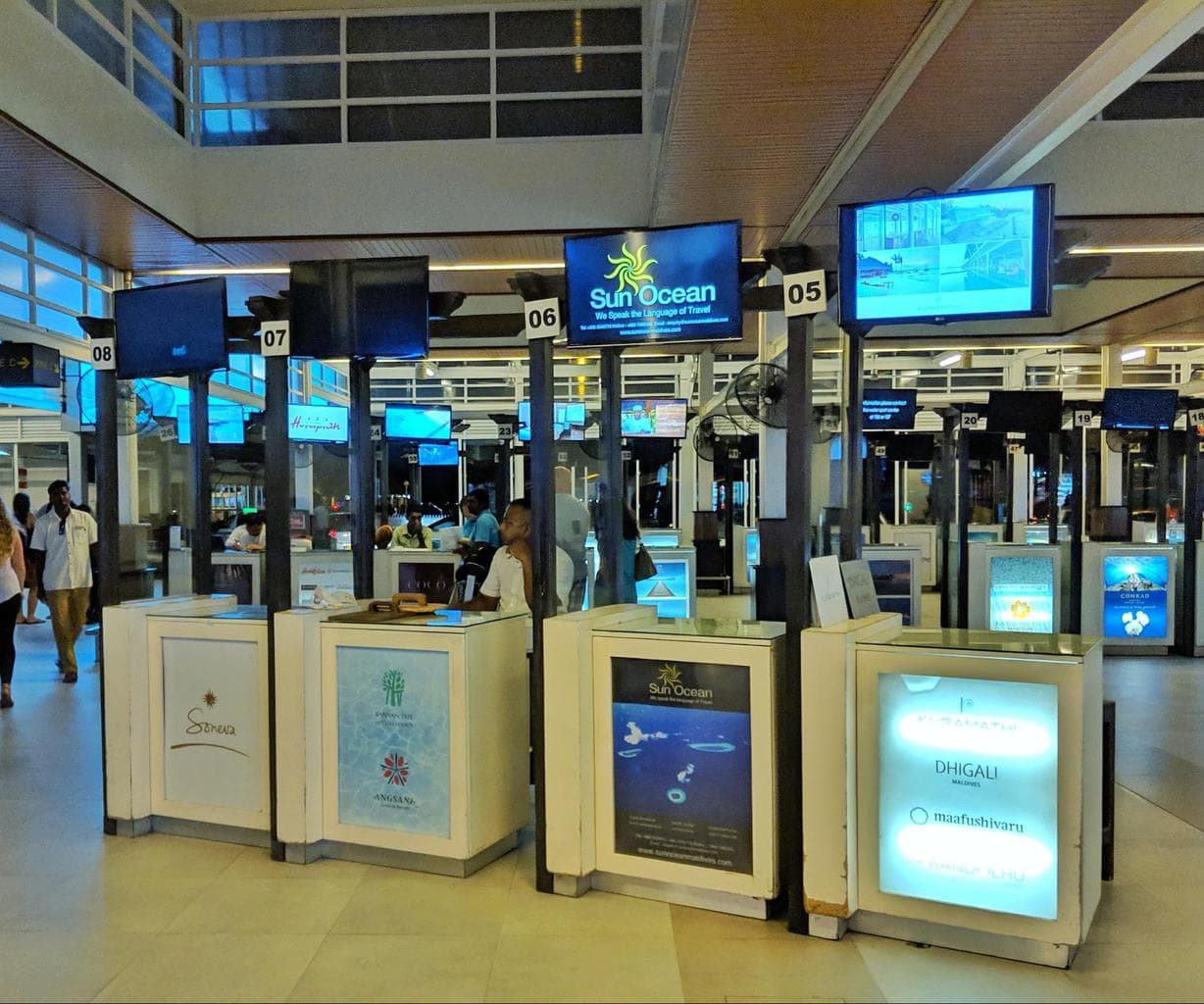 Resort counters at Male Airport arrivals area