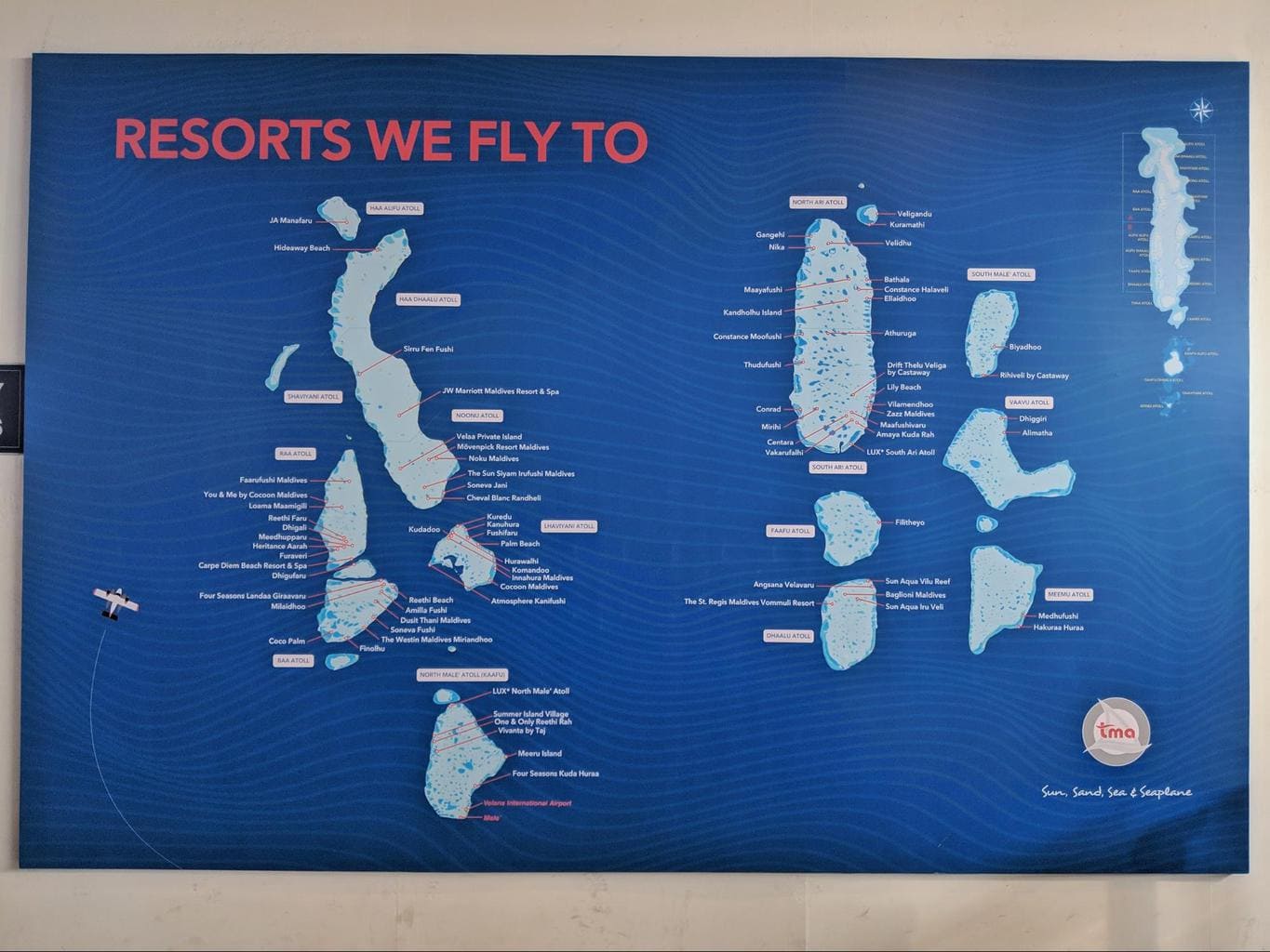 Resorts reachable by seaplane from Trans-Maldivian Airlines