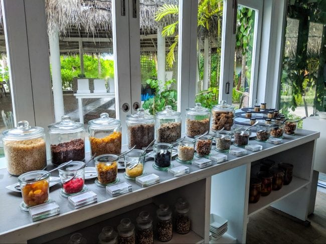 Some of the breakfast foods at LUX* Maldives 01