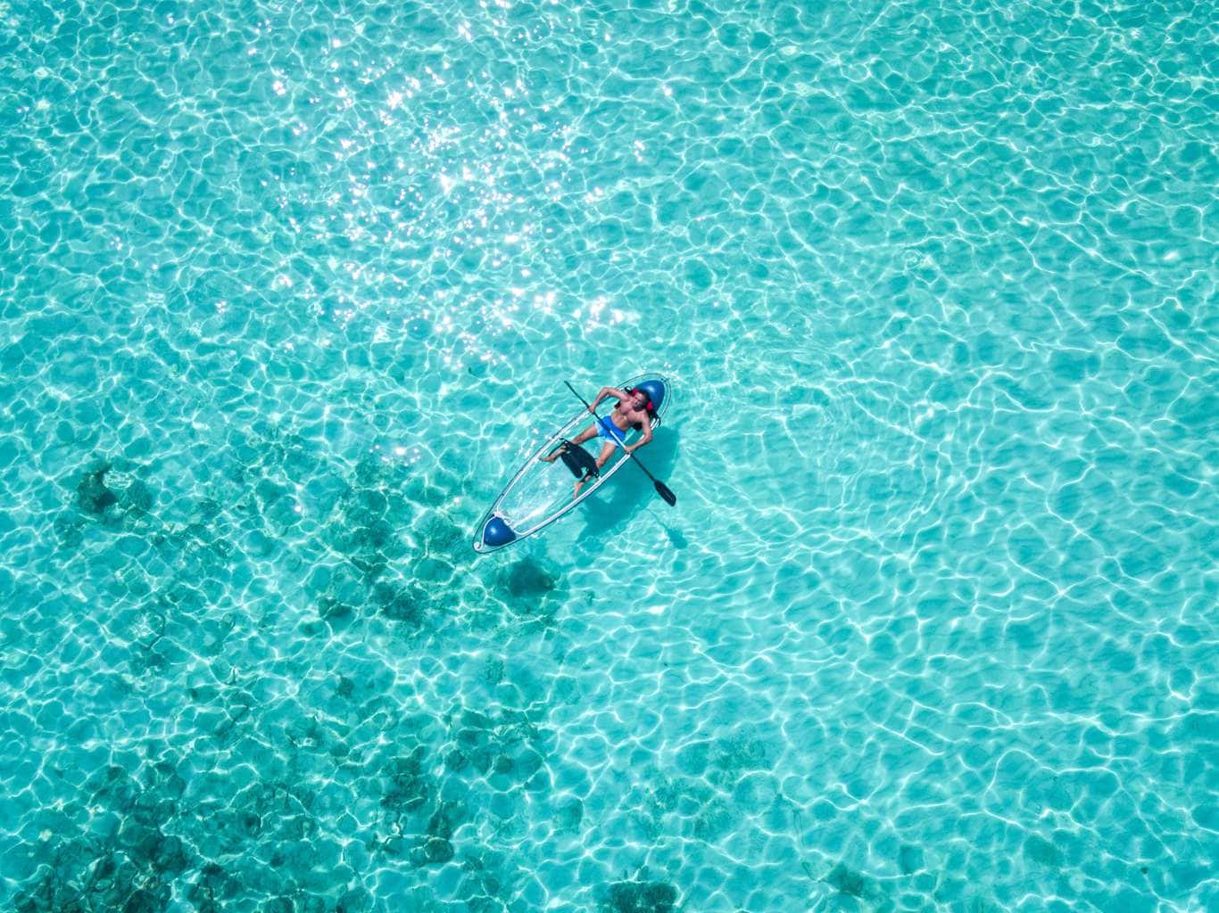 Glass kayaks at Joali Maldives