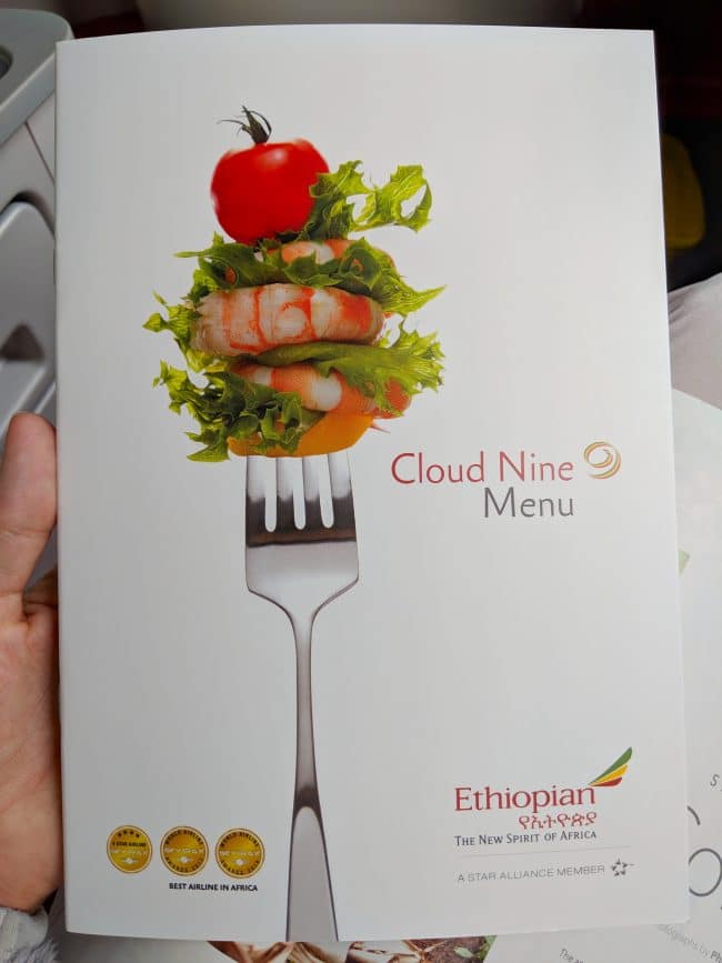 New Ethiopian Airlines Boeing 787 menu 01