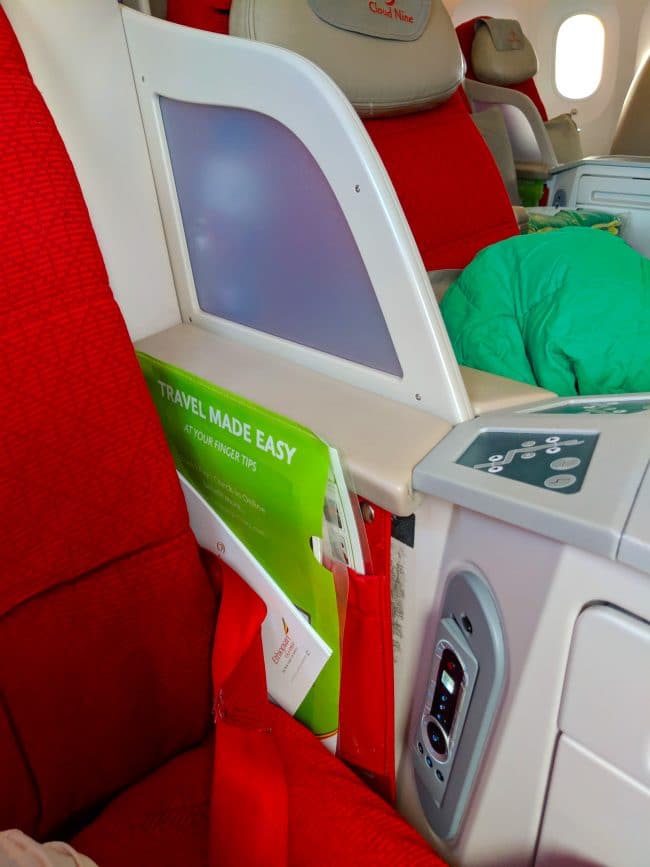 New Ethiopian Airlines Boeing 787 storage and armrest