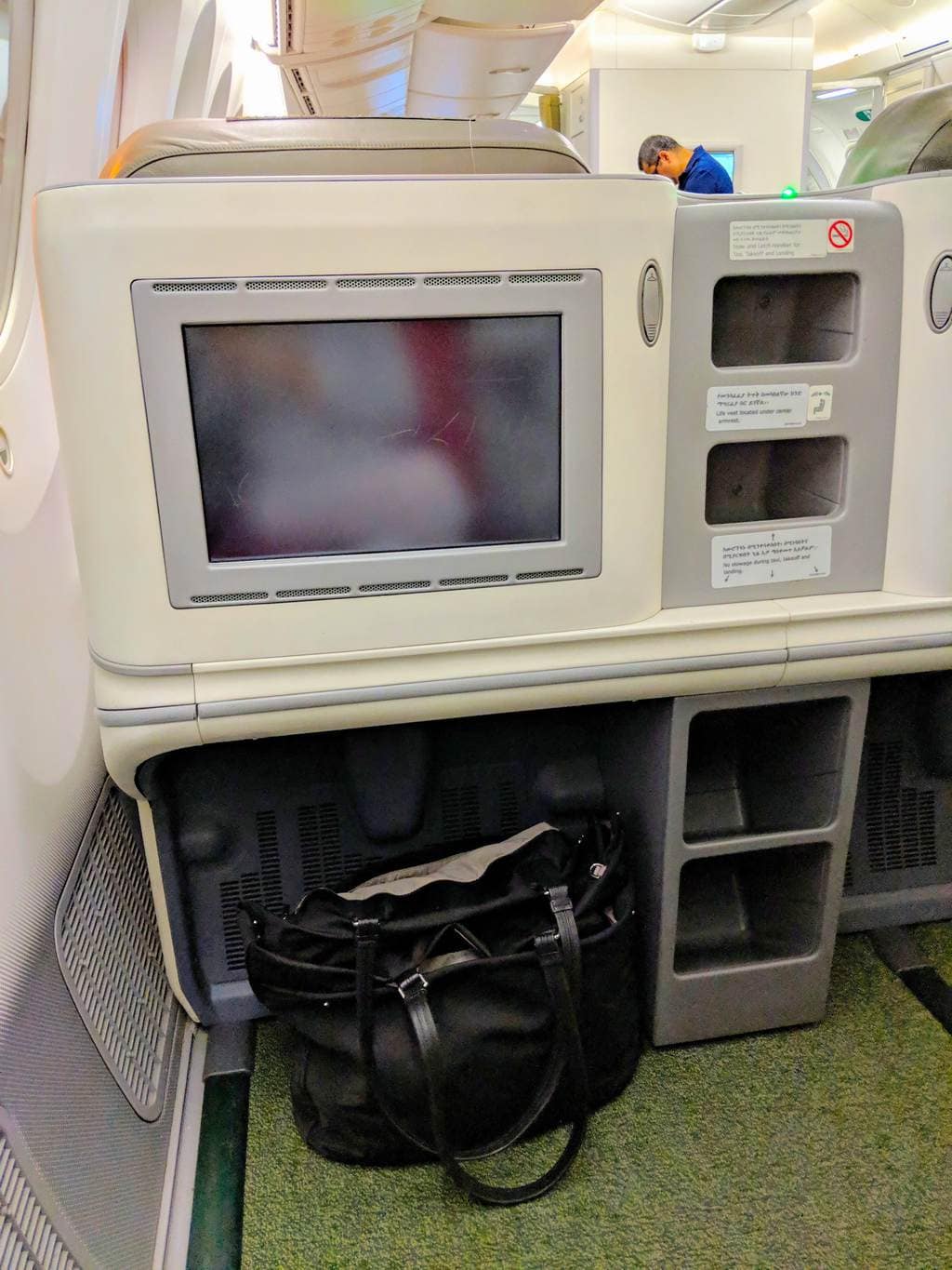 Scratched screen on the Ethiopian Airlines Boeing 787 Business Class