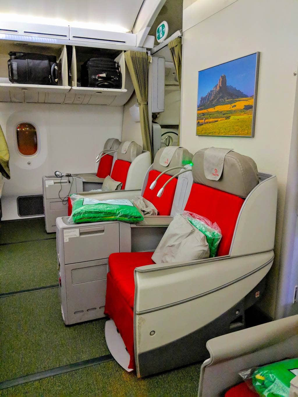Seats on the older Ethiopian Airlines Boeing 787 Business Class