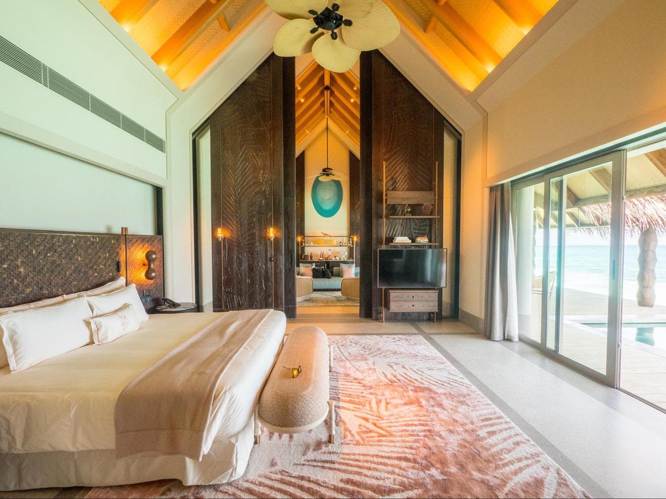 The bedrooms inside Joali’s Luxury Water Villas