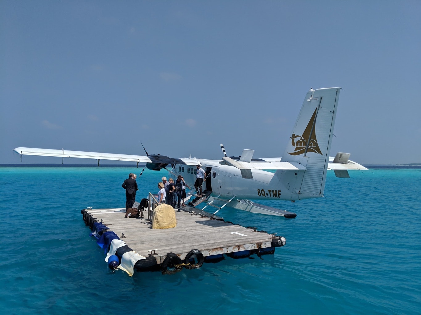 The floating “airport” of Soneva Fushi