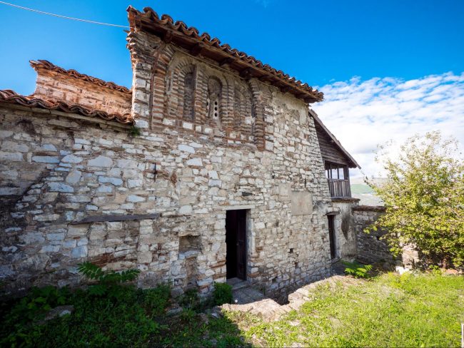 Outside the Church of St. Mary Blaherna in Berat