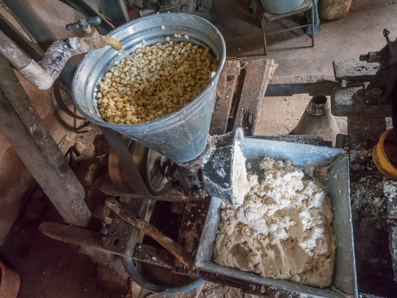 "Making corn dough or masa"