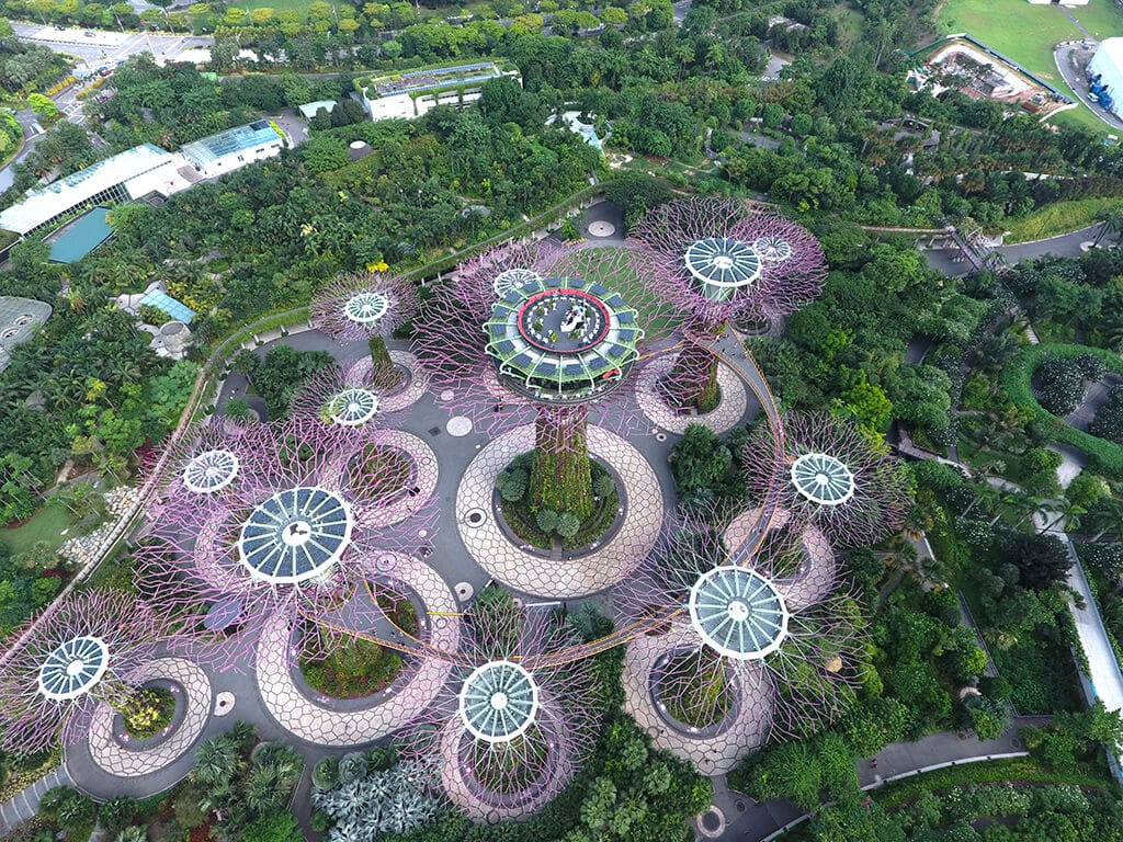 Gardens by the Bay drone shot