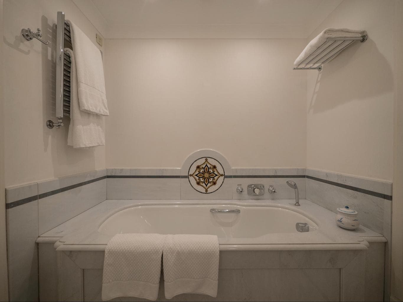 Marble bathtub of the Presidential Suite at Belmond Villa Sant’Andrea
