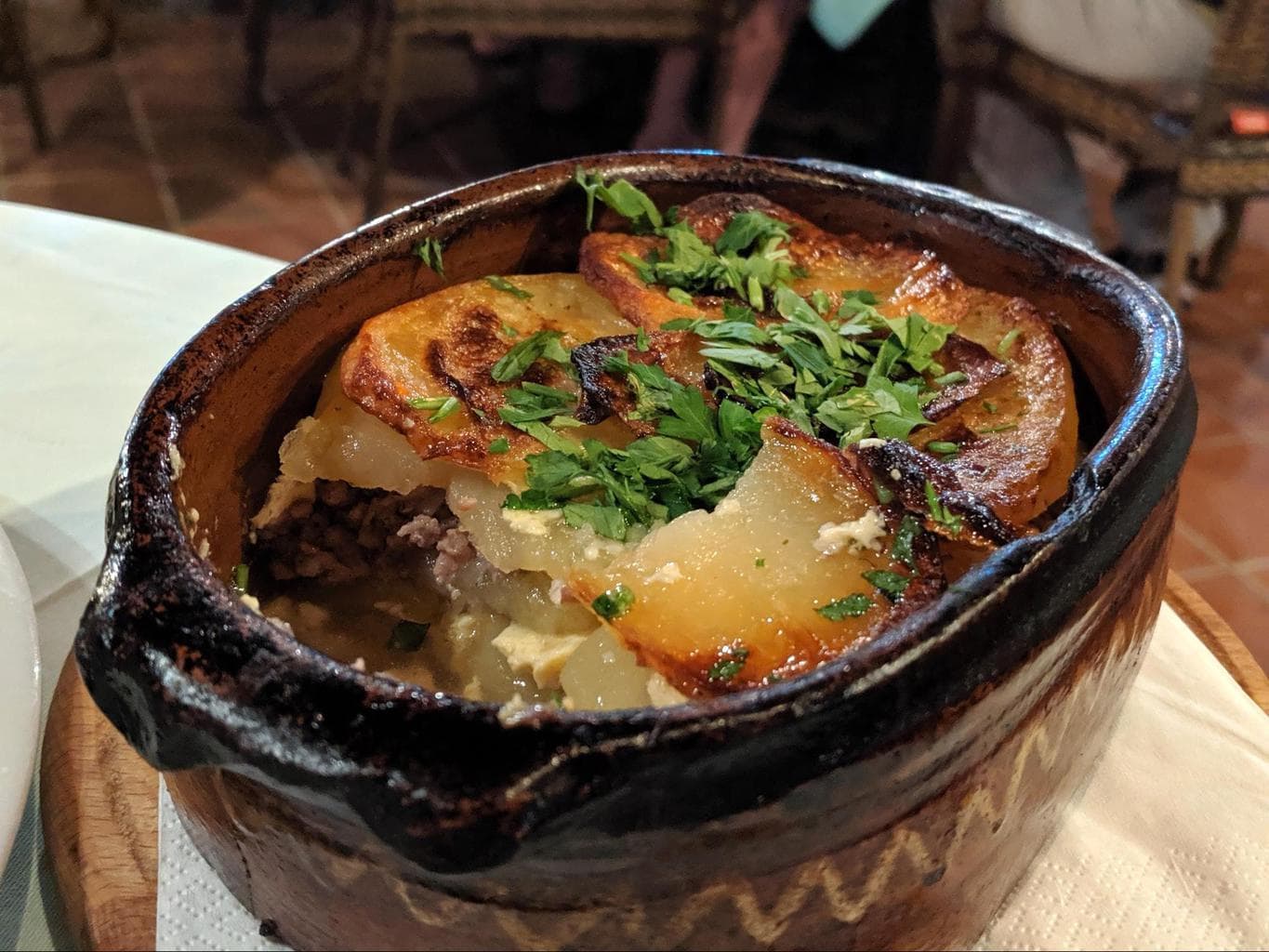 Moussaka (baked potato and aubergine)