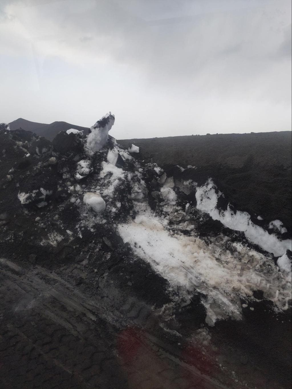 Snow in June at Mount Etna