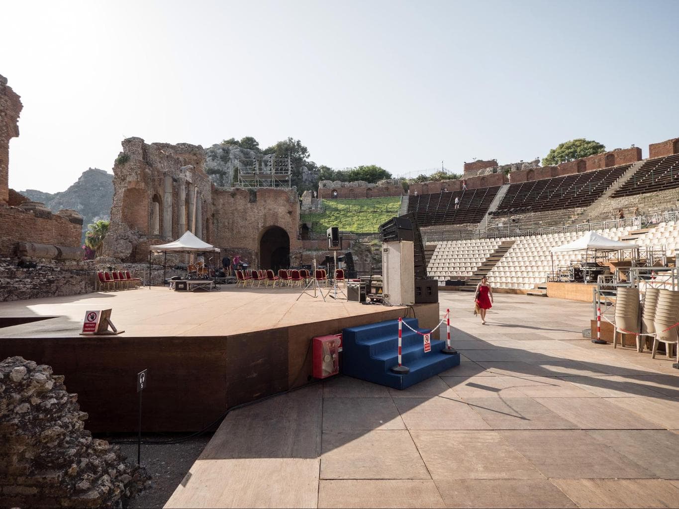 Taormina’s Ancient Greek Theatre stage getting ready for summer performances 02