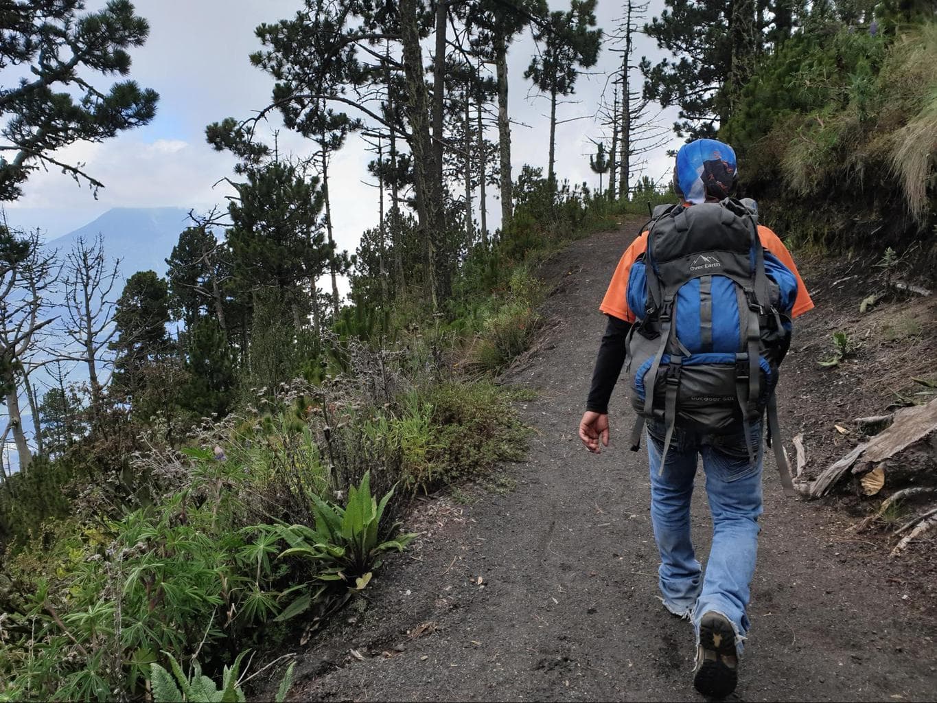 The guide hiking up Acatenango Volcano