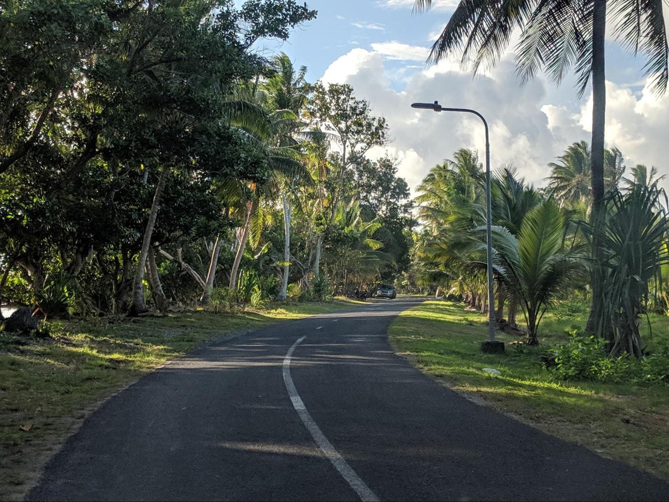 The only paved road in Tuvalu