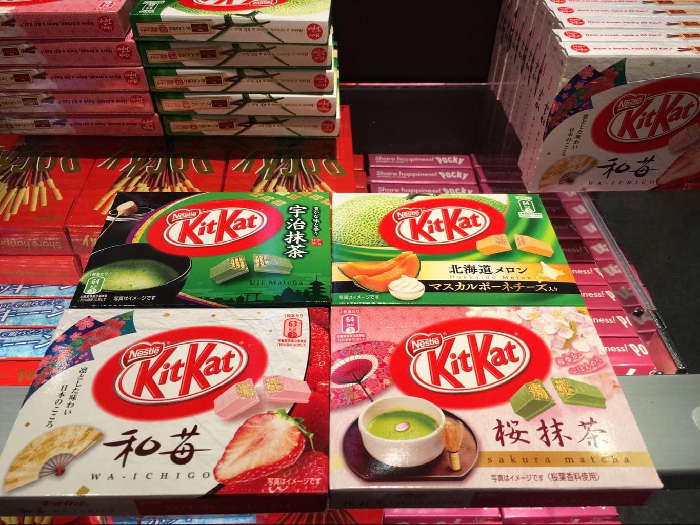 Interesting flavors of Pocky and Kit Kat