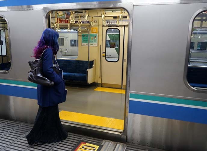 Boarding the subway in Japan