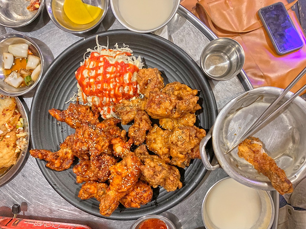 Fried chicken and beer is a Korean staple and another of of the food South Korean festivals
