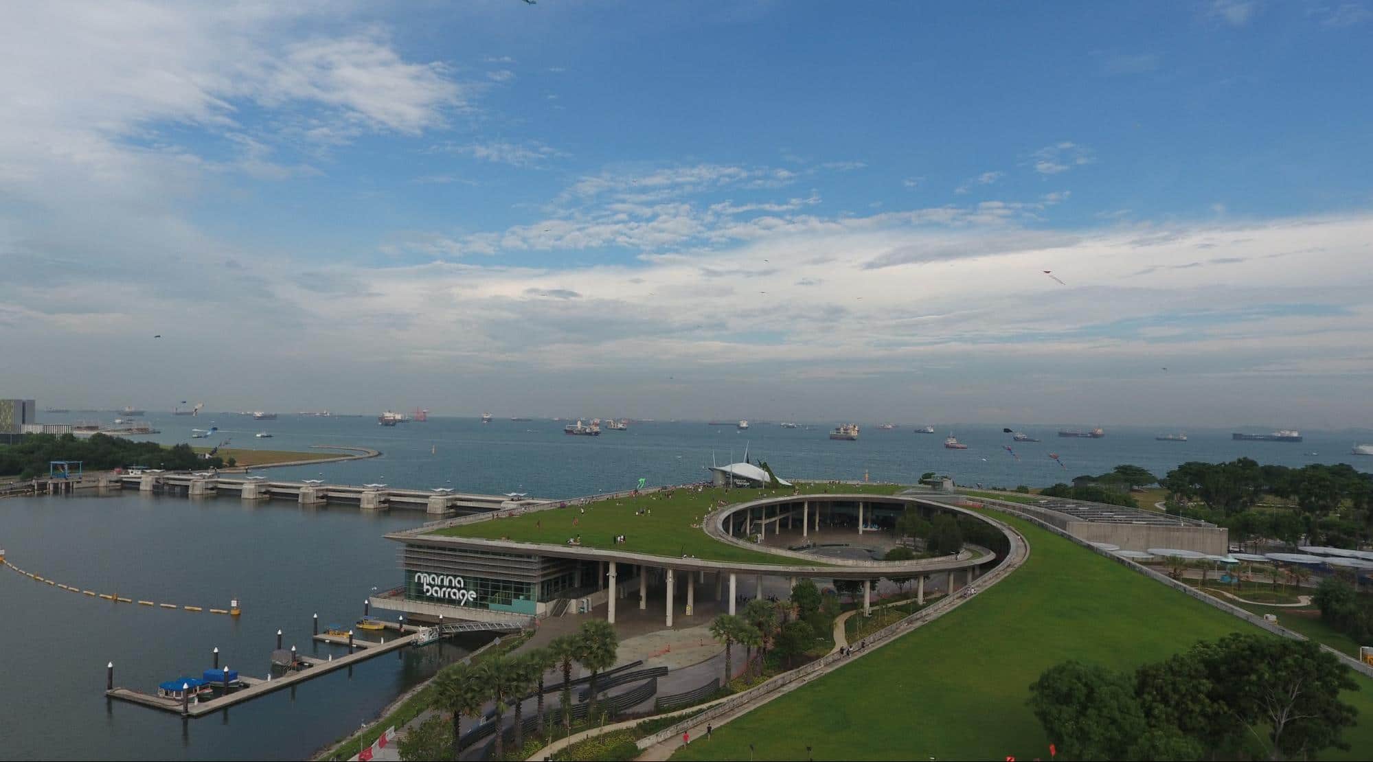 Marina Barrage drone picture