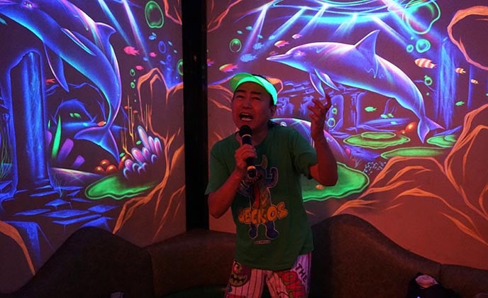 Singing karaoke in Shibuya