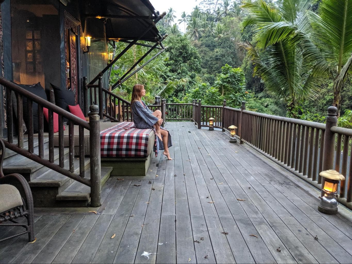 Sitting at the tents at the Capella Ubud