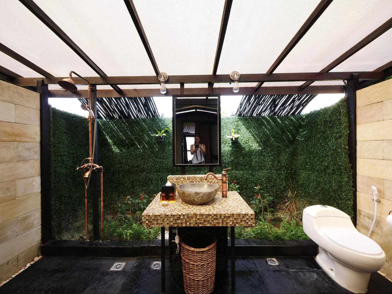 The bathrooms at Natra Bintan glamping tents