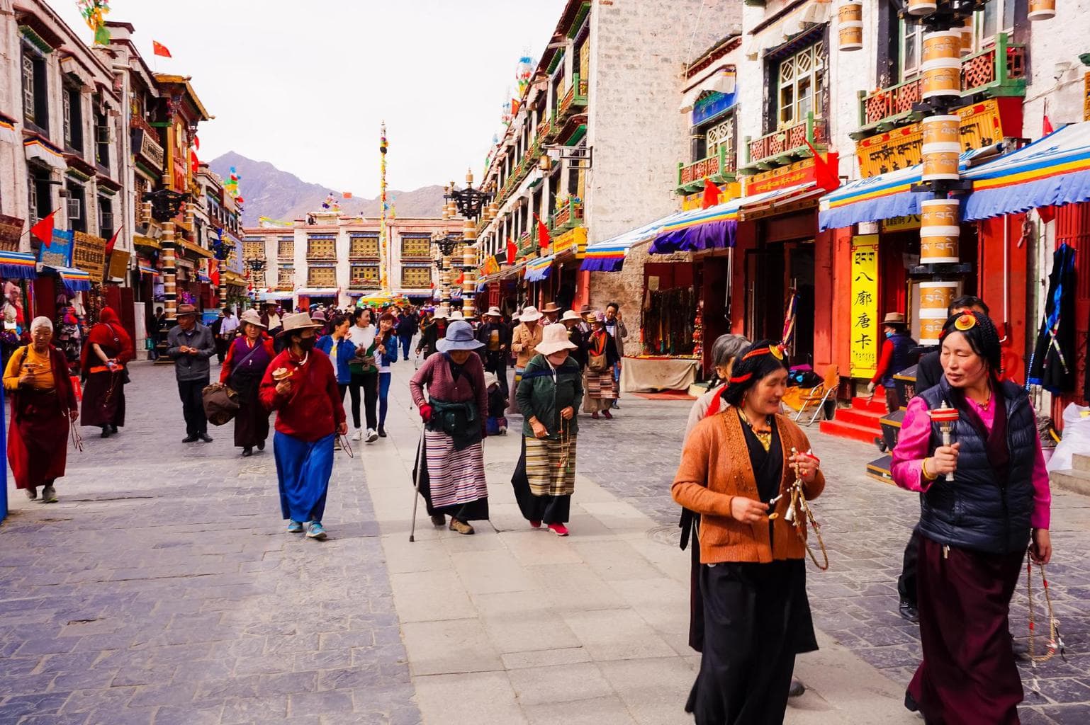 Local Tibetans on their daily kora in Lhasa