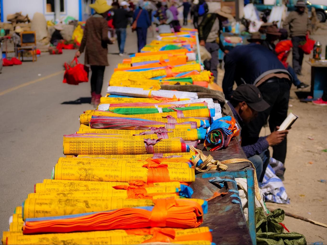 Tibetan prayer flags ready for sale