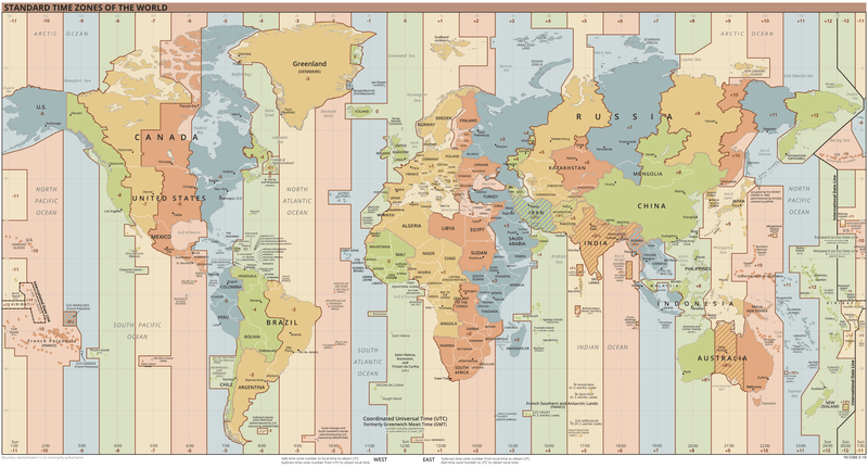 World’s time zones. Source Wikimedia, Public Domain