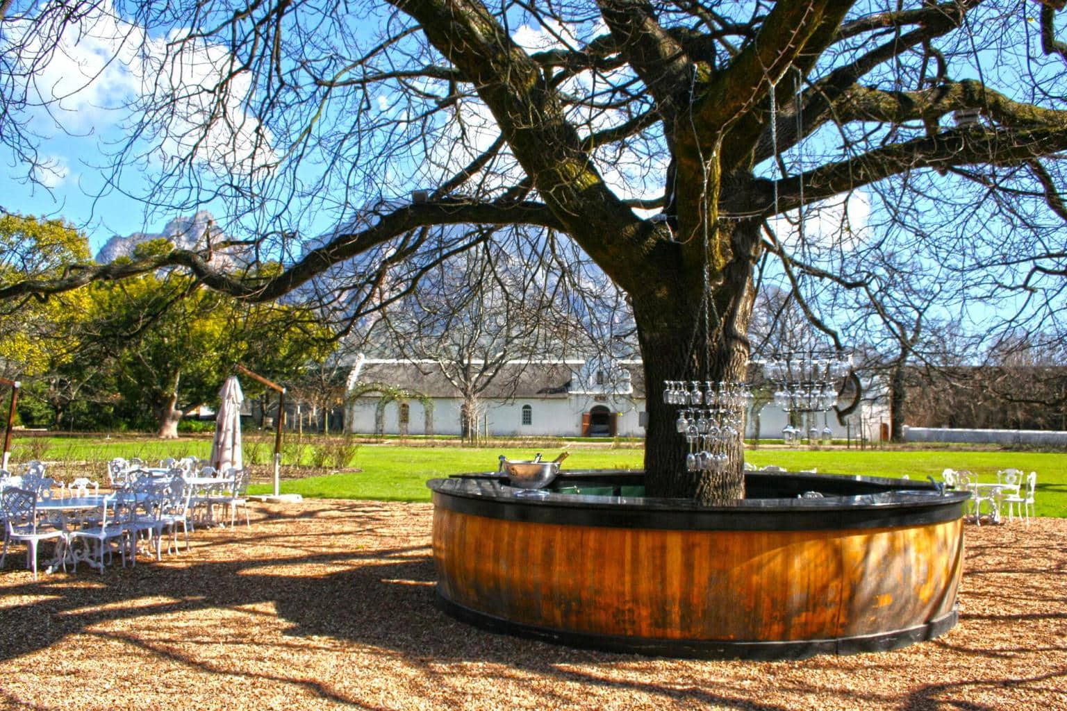 Outdoor tasting area at Boschendal