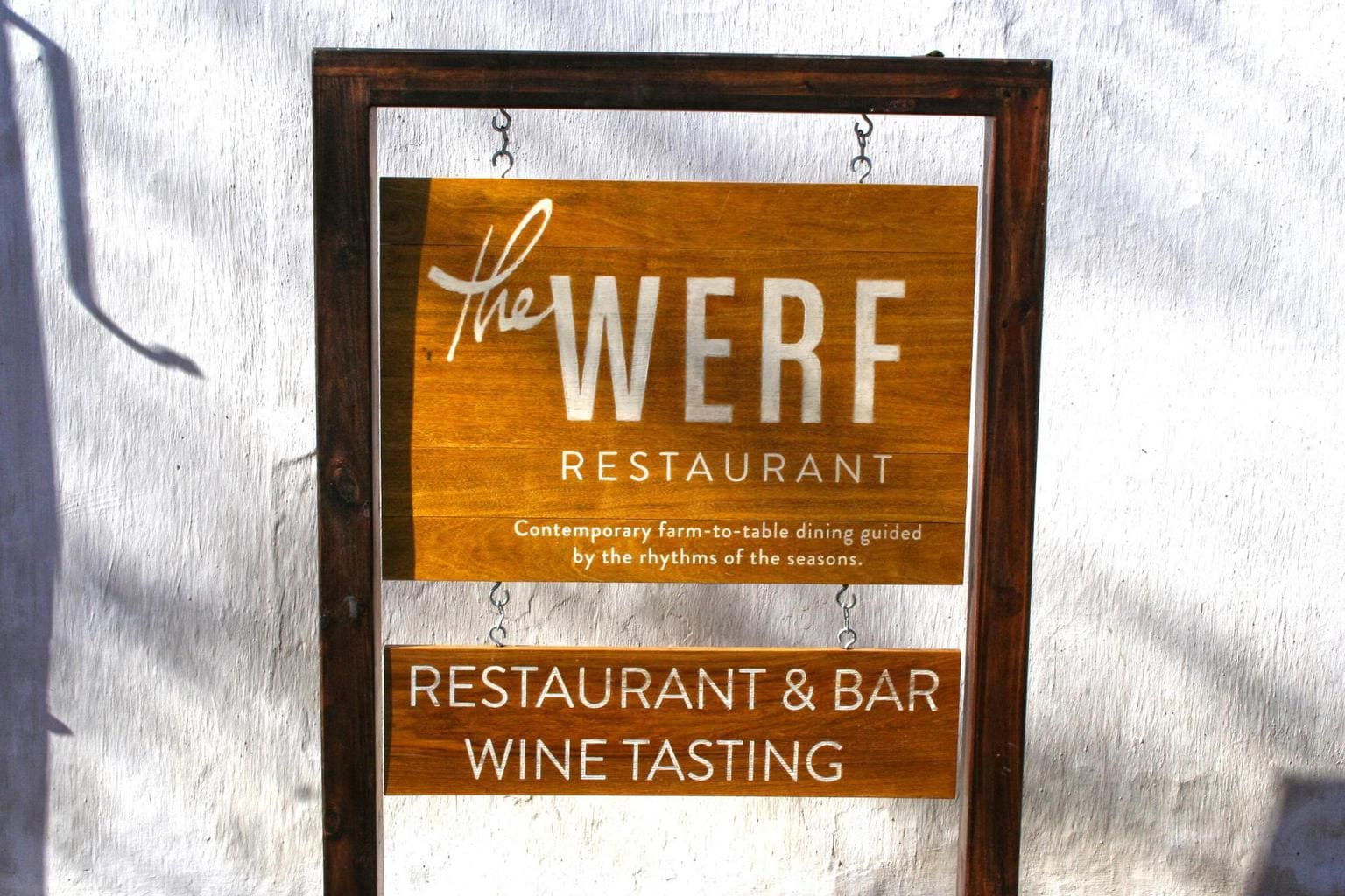 The Werf restaurant sign at Boschendal