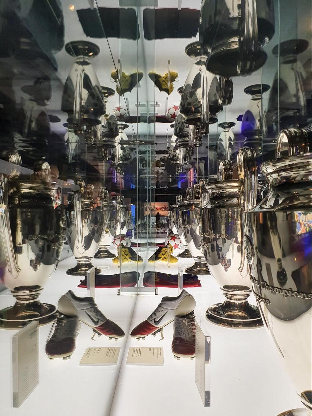 Some of the exhibits, objects and interactive screens at Camp Nou Museum 02