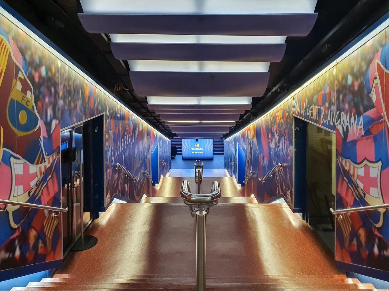 The player’s corridor to access the field at Camp Nou