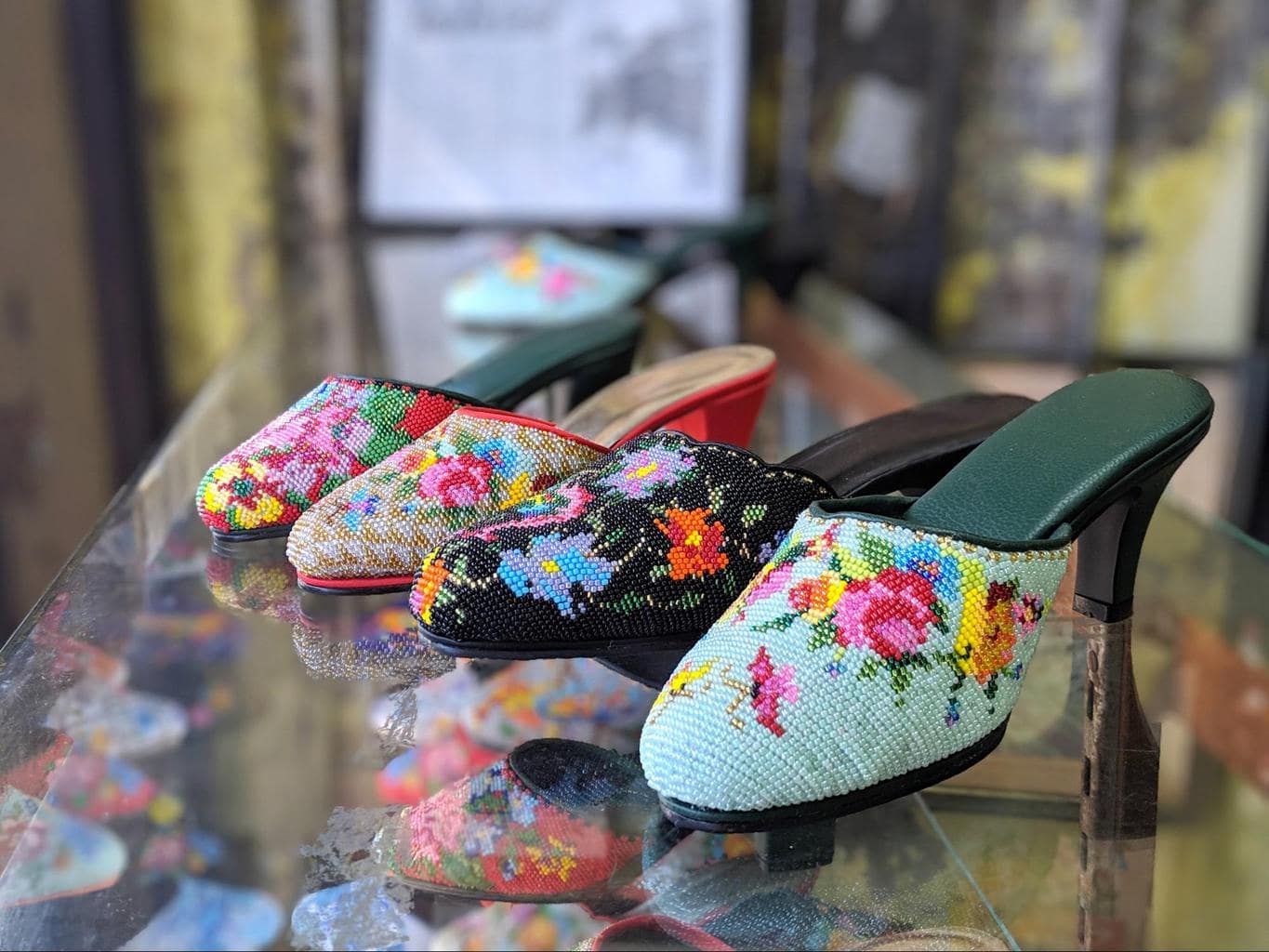 Peranakan beaded slippers