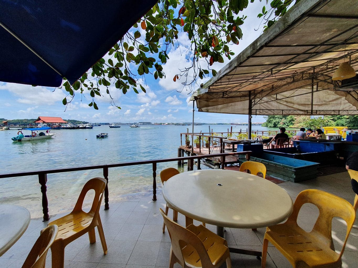 Restaurant tables on Pulau Ubin