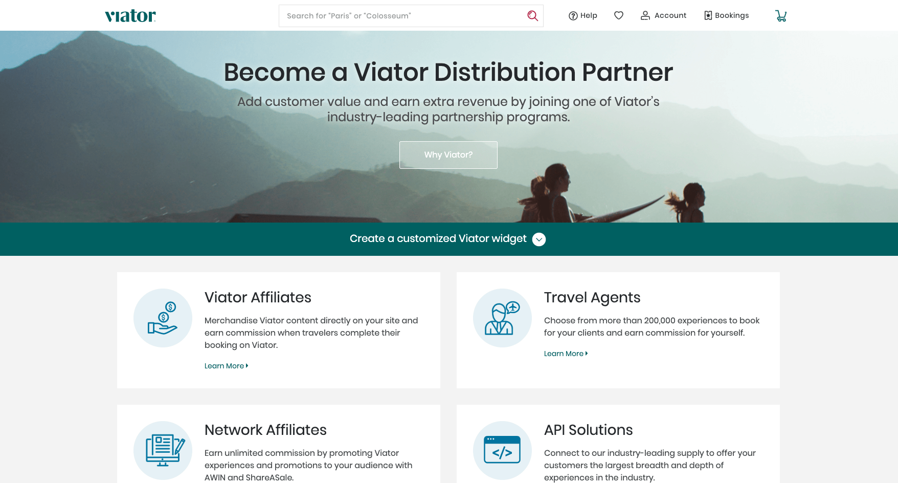 Viator homepage