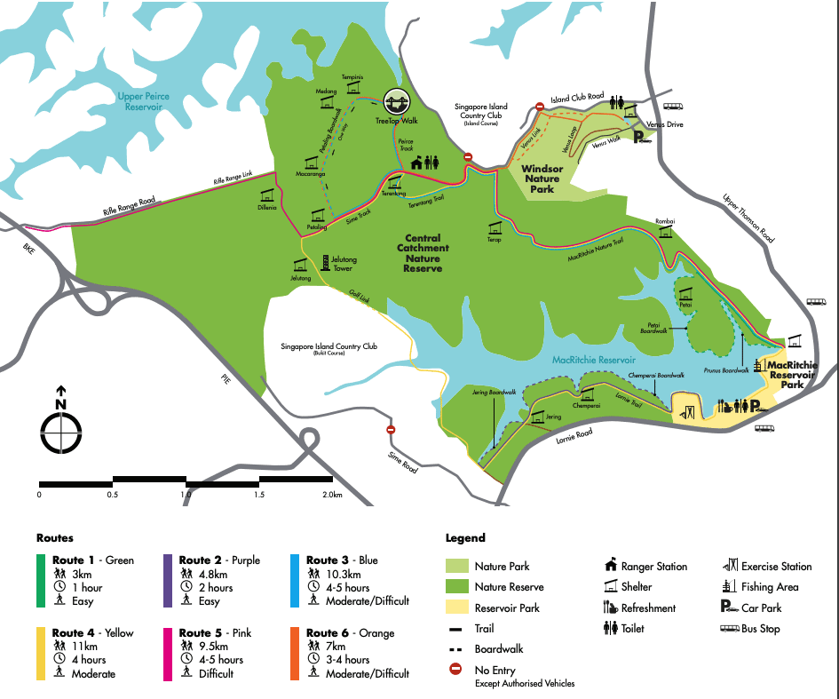 MacRitchie Reservoir map