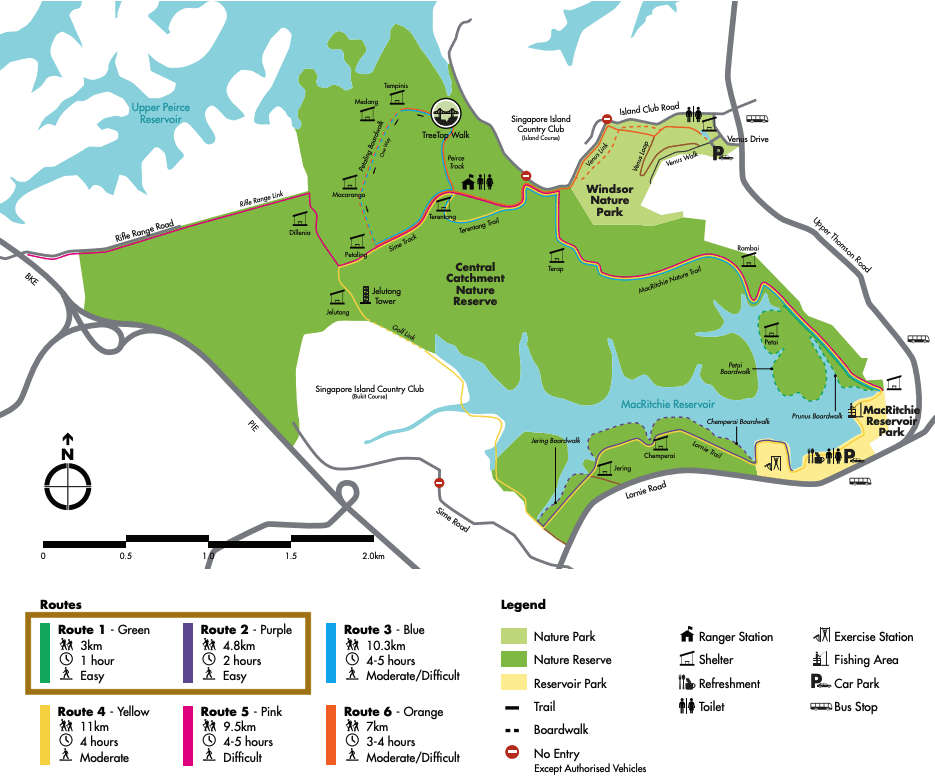 MacRitchie Reservoir boardwalk trails map