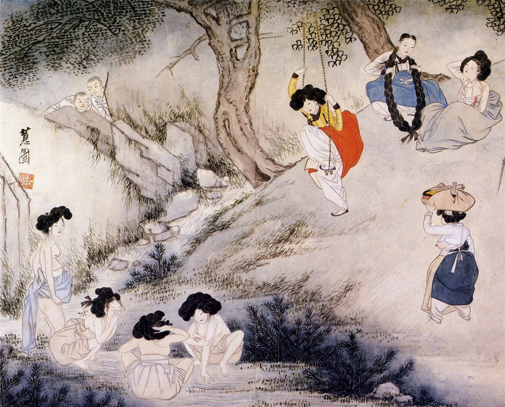 A scene depicting Dano day from Hyewon pungsokdo at the Gansong Art Museum in Seoul