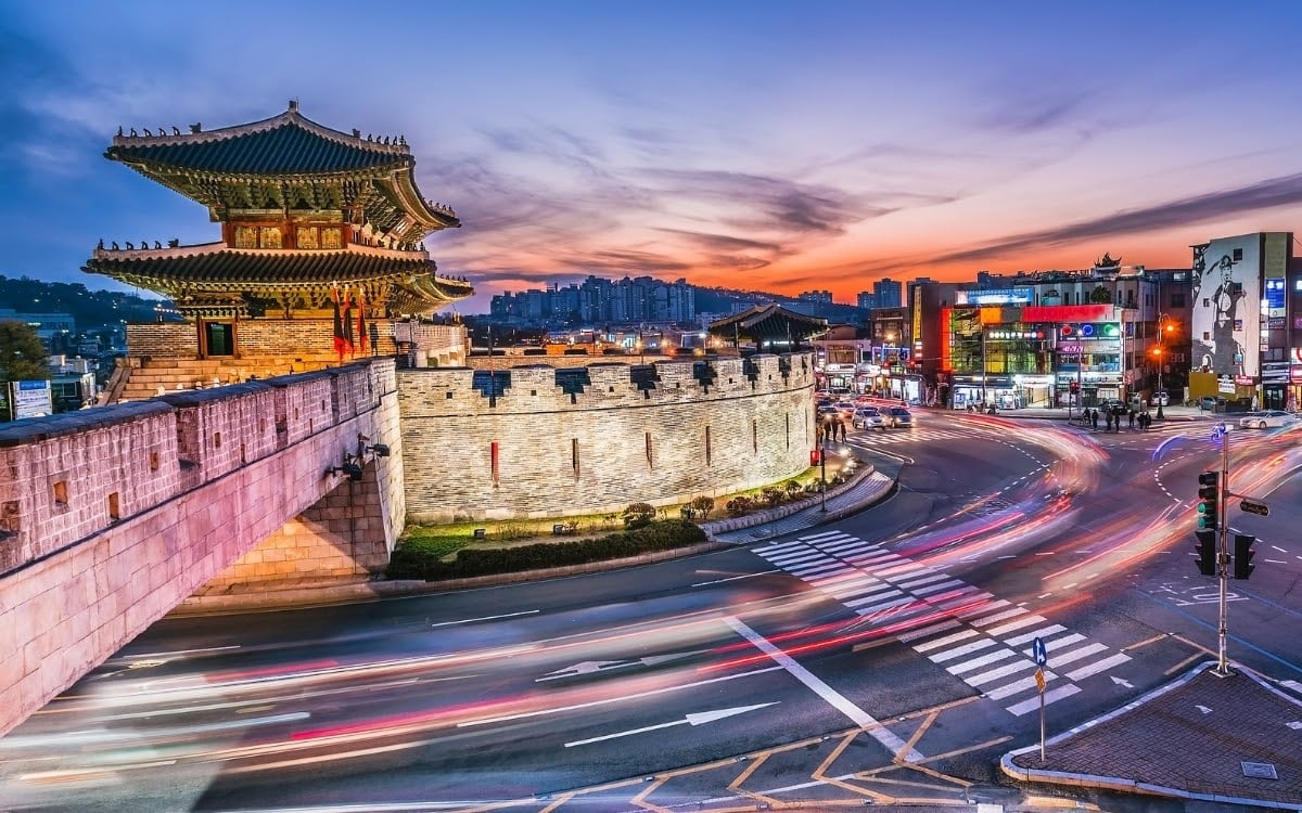 Hwaseong Fortress at night