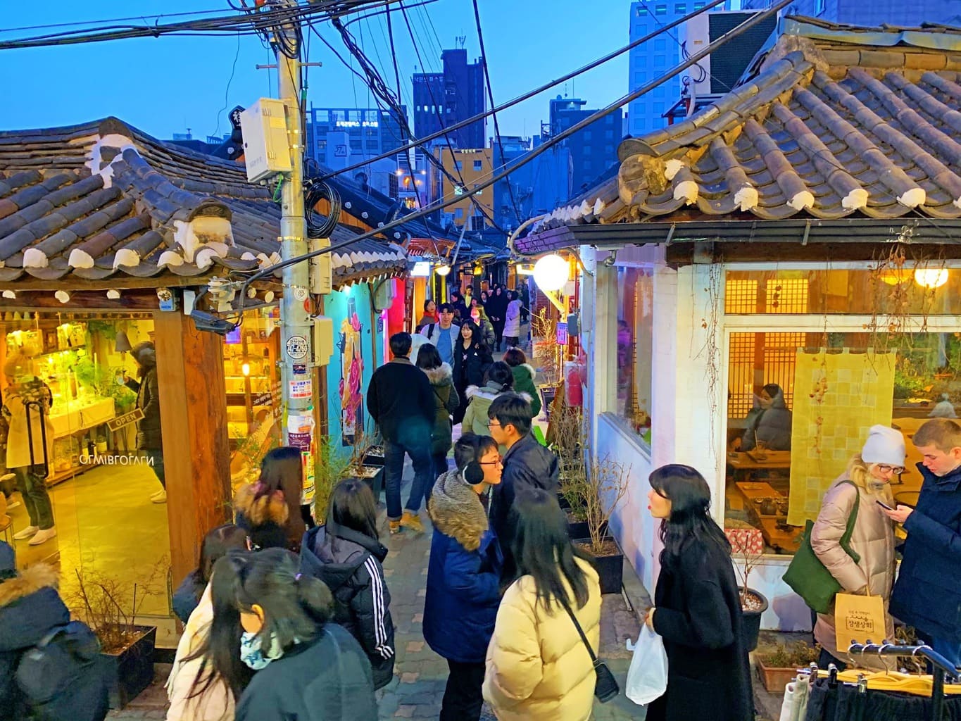 Ikseondong is filled with back alley restaurants in Hanok