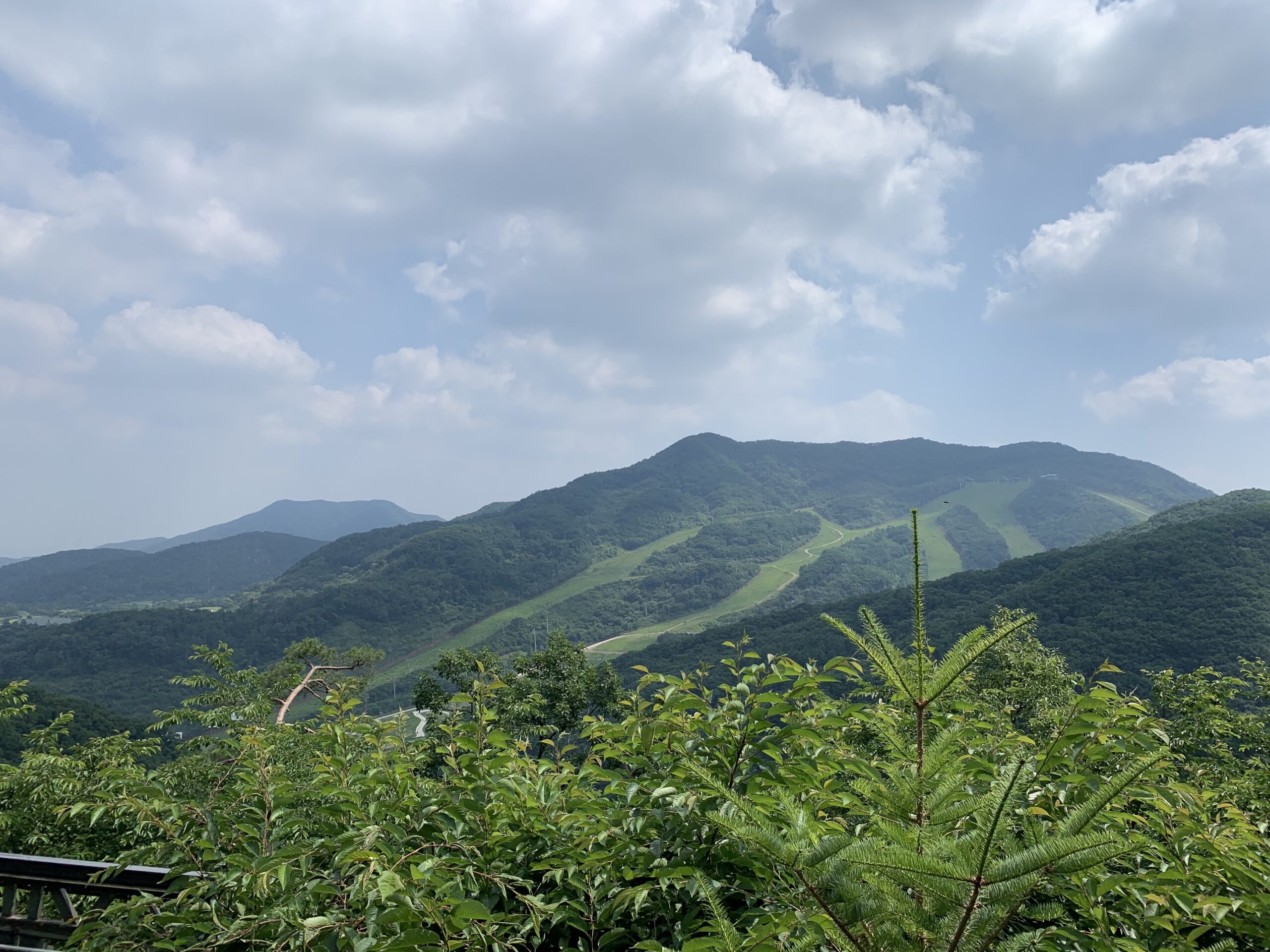 Konjiam ski slopes in Summer from Hwadamsup