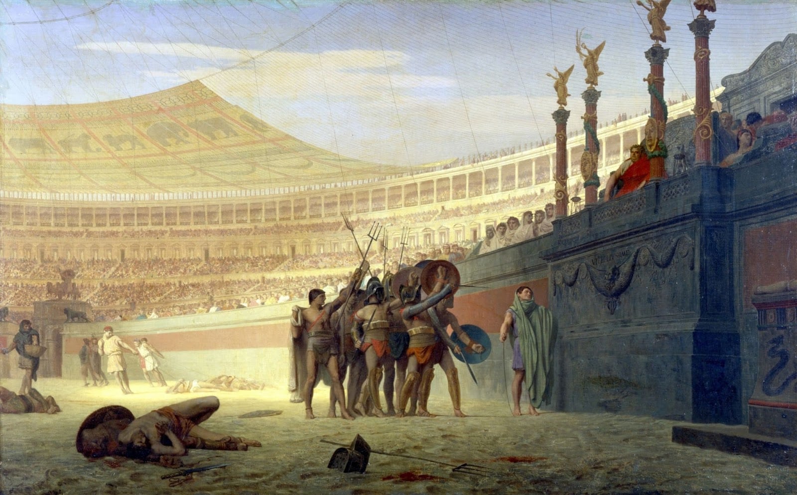 Roman Gladiators saluting Caesar