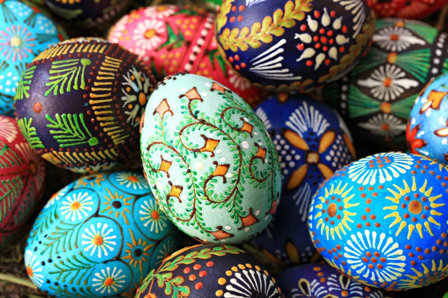 Traditional Lithuanian easter eggs painted with beeswax