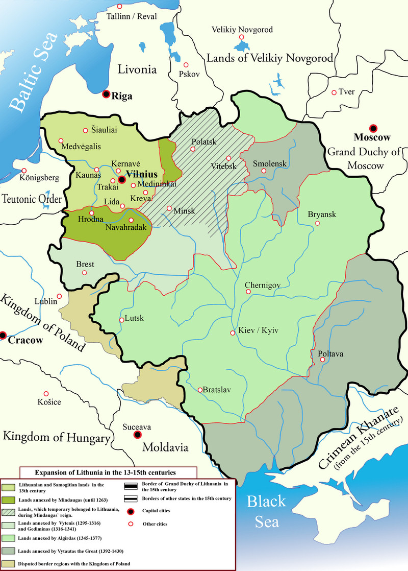 Map of the Grand Duchy of Lithuania. Image by M.K. (CC BY-SA 2.5)